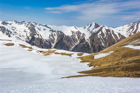 Snow Capped Peaks Of The Caucasus Mountains Landscape Karachay