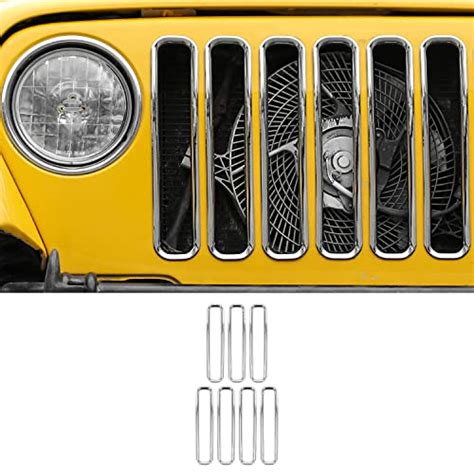 Front Grill Inserts For Jeep Wrangler Tj 1997 2006 Chrome Blackdogmods