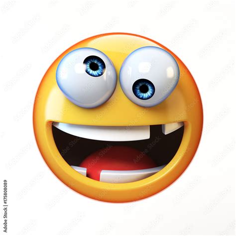 Crazy Emoji Isolated On White Background Silly Face Emoticon D