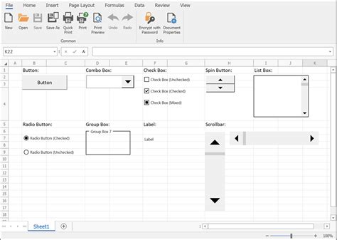 Form Controls In Spreadsheet Control For Winforms Winforms Controls