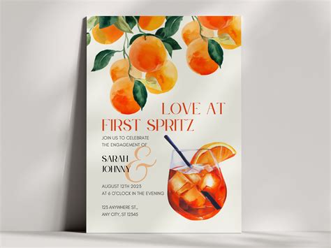 Love At First Spritz Invitation Aperol Spritz Engagement Party And Bridal