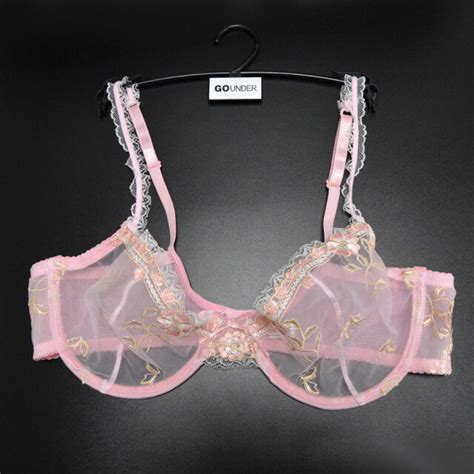Sexy See Through Lace Floral Sheer Bra Sets Unpadded Thin Lingerie