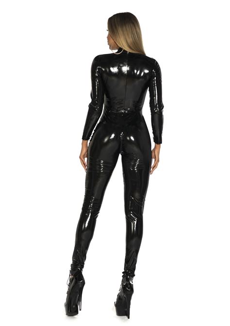 Pu Patent Leather Zipper Catsuit Sexy Pvc Jumpsuit For Women Pq6783b