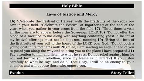 Exodus Chapter 23 Laws Of Justice And Mercy The Holy Bible Youtube