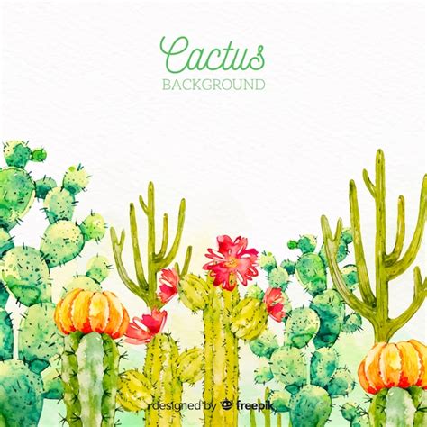Fondo De Cactus En Acuarela Vector Gratis