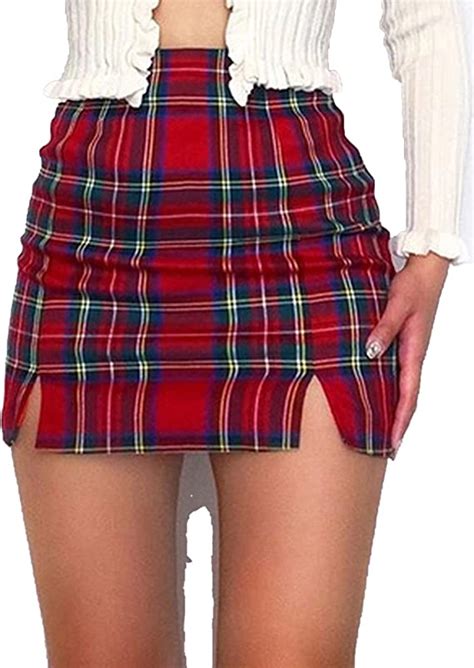 Hopereo Skinny Skirts Women Summer Fashion Split Hem Lattice Mini Skirt