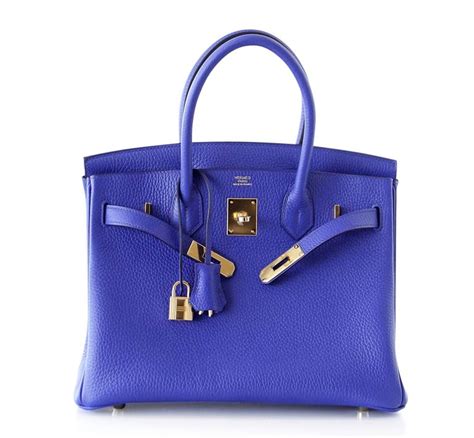 Hermès bags are a labour of love. Hermes Birkin 30 Bag Blue Electric Clemence Gold Hardware ...