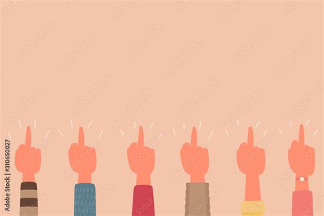 Human Hand Raised Up With Finger Fuck You Sign Teamwork Concept Vector Flat Illustration Stock