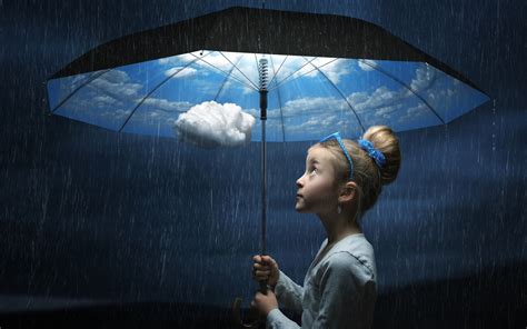 Girl Holding Umbrella With Rain Hd Wallpaper Wallpaper Flare