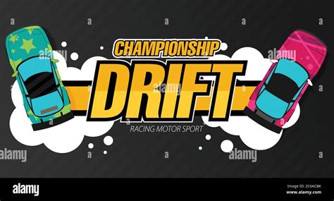 Top View Of A Drifting Cars Drift Banner For Web Or Print Flat Vector