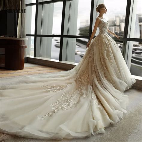 Buy 2018 Luxury Royal Train Wedding Dress Vestido De Renda Casamento Princess
