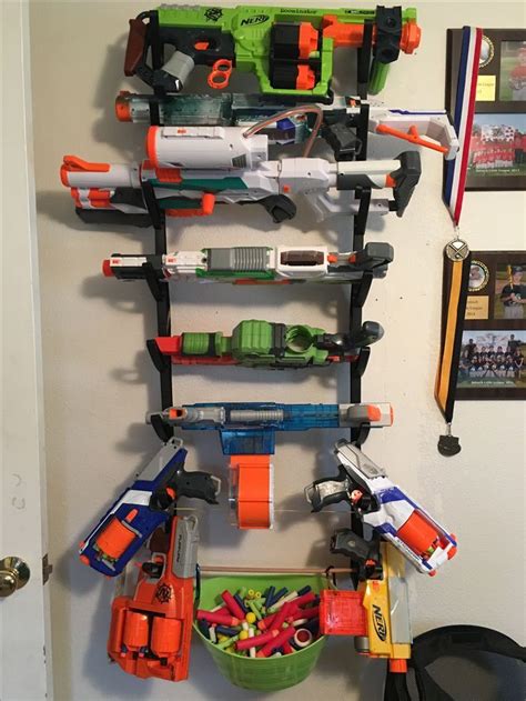 We found some ideas for nerf storage that were fun and seemed like great options and all of them my boys built (and i use the term loosely!) a variation on this.i came home one afternoon to an i saw a lot of nerf guns and one idea that i want to try. Pin on Issac's Room Ideas