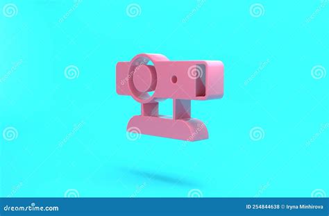 Pink Web Camera Icon Isolated On Turquoise Blue Background Chat Camera