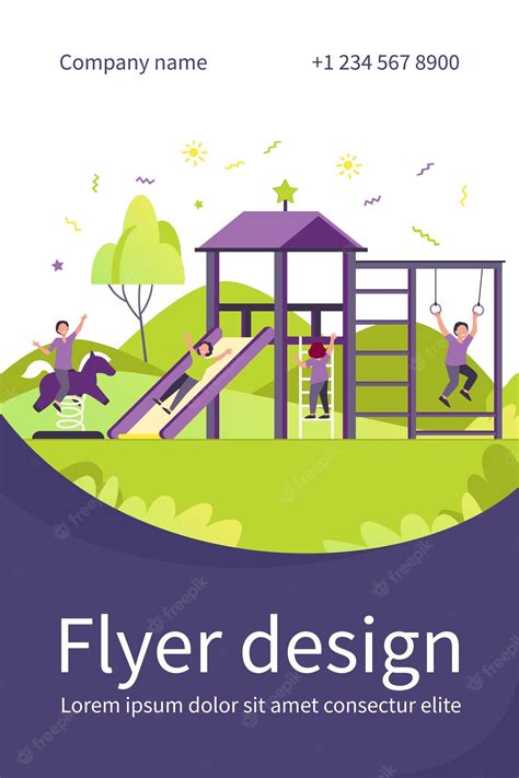 Free Vector Happy Children Playing On Playground With Friends