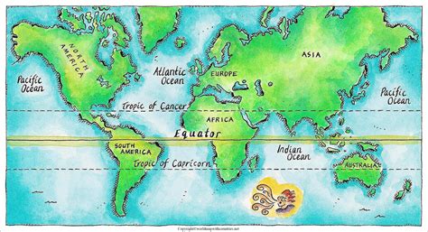 Free Compact Printable World Maps With Tropics And Equator