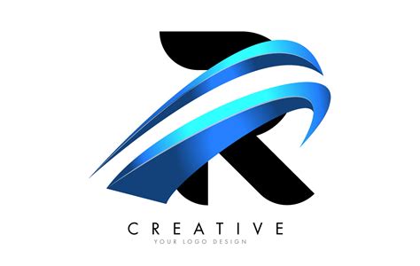 R Letter Logo With Blue Gradient Swash Design 5038581 Vector Art At