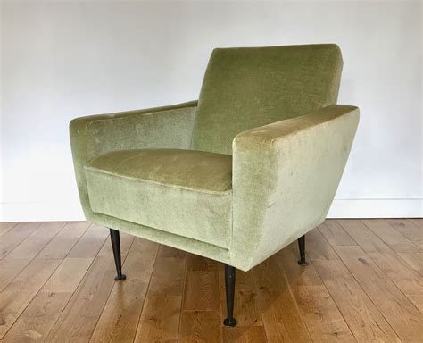 Paired with an industrial lamp on a. Vintage Retro Armchair Green Velvet French #828 | Retro ...