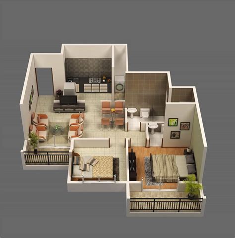 Perfect Modern Low Cost 2 Bedroom House Floor Plan Design 3d Popular