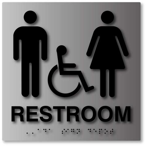 Ada Brushed Aluminum Unisex Accessible Restroom Sign Ada Sign Depot