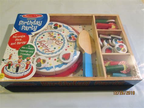 Melissa And Doug Birthday Party Pretend Play Cake Wooden Food And Toppings