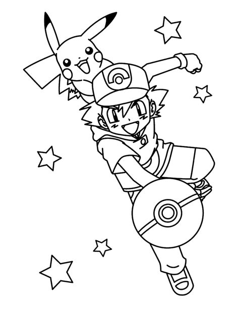 Handsome Ash Ketchum Coloring Page Anime Coloring Pages
