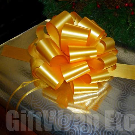 Large Gold Ribbon Pull Bows 9 Wide Set Of 6 Bows For Ts