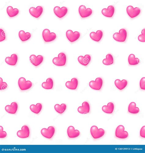 Cute Pink Hearts Seamless Pattern Valentine`s Day Texture For