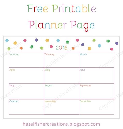 Free Printable Planner Page Year To View 2016 By Hazel Fisher Creations
