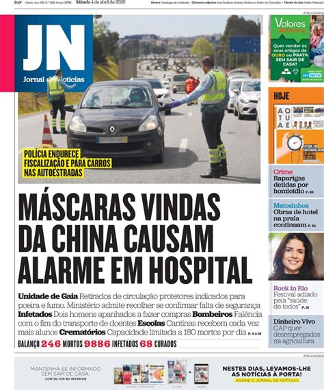 Capa Jornal De Notícias 4 Abril 2020 Capasjornaispt