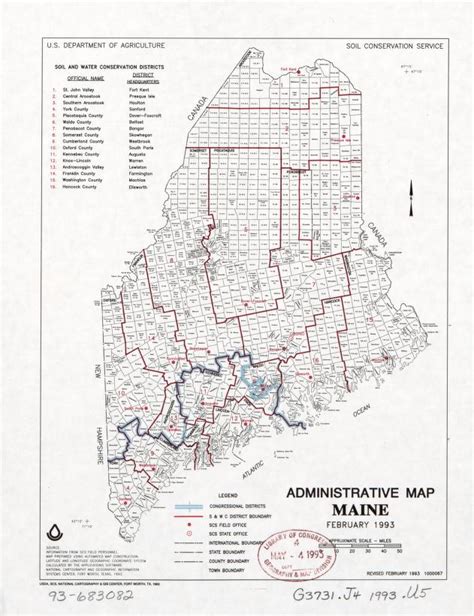 Administrative Map Maine February 1993 Library Of Congress