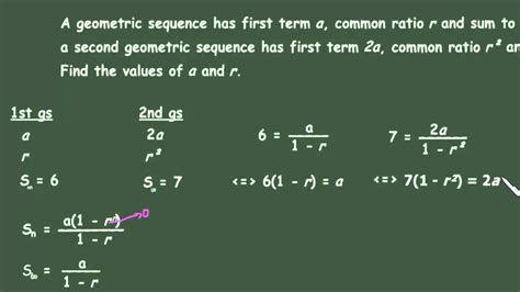 Geometric Sequence Find First Term A And Common Ratio R Youtube