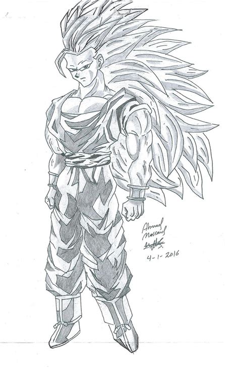 Drawing Of Goku Super Saiyan 3 By Ahmadmass On Deviantart