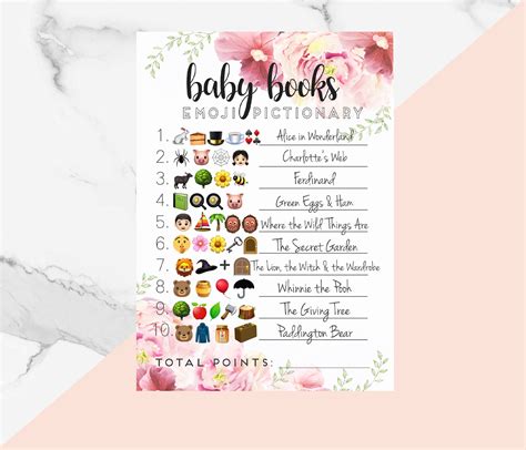 Baby Shower Emoji Pictionary Game With Answer Key Childrens Book