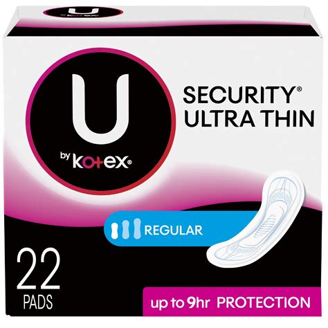 U By Kotex Security Ultra Thin Regular Pads 22 Count Walmart