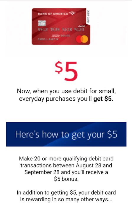 Bank of america new debit card. Expired Targeted Bank of America: Use Your Debit Card 20+ Times & Get A $5 Credit - Doctor ...