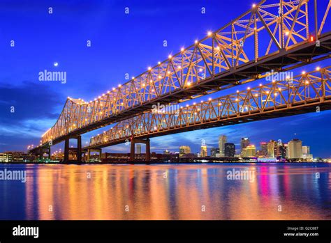New Orleans Louisiana Usa At Crescent City Connection Bridge Over The