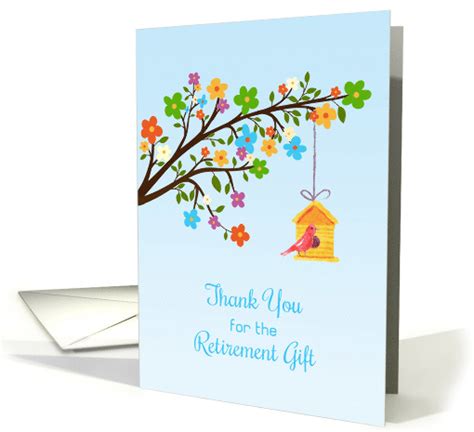 Retirement T Thank You Flowers And Birdhouse Card 1460292
