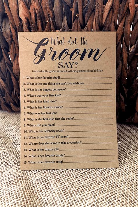 What Did The Groom Say About His Bride Game Printable Etsy Bride