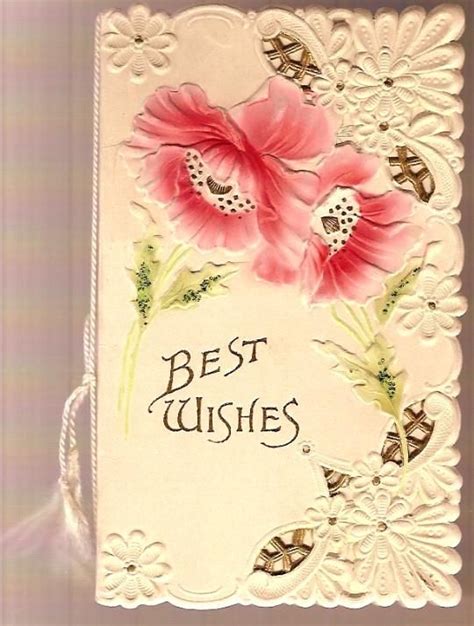 Vintage Greeting Cards Vintage Victorian Die Cut Best Wishes Greeting