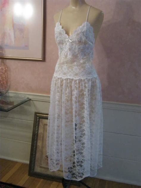 vintage sexy white lace nightgown white lace romantic nightgown bride white lace sleepwear