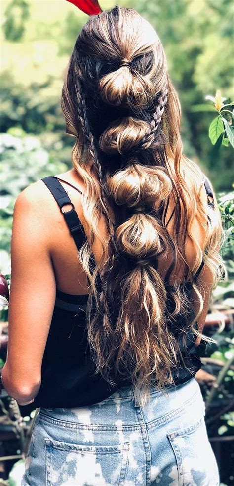 32 Cute Ways To Wear Bubble Braid Half Up With Bubble Braid And Small