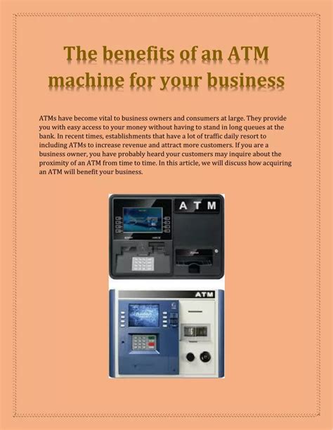Ppt The Benefits Of An Atm Machine For Your Business Atm Money