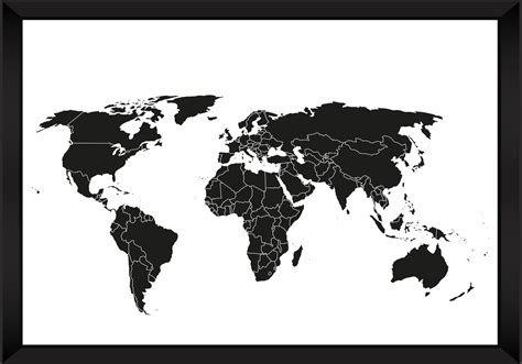 Ein schwarzes und weißes aquarell weltkarte plakat ist eine schöne hinzufügen an ihrer wand. Bild Weltkarte Schwarz Weiss