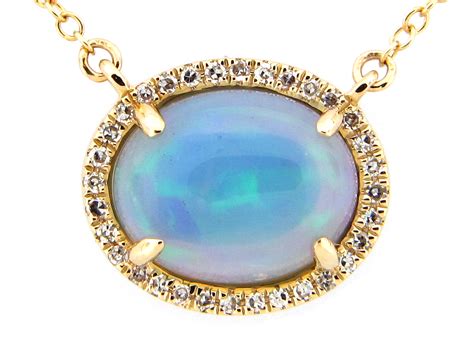 Dilamani Jewelry Opal Diamond Pendant Necklace