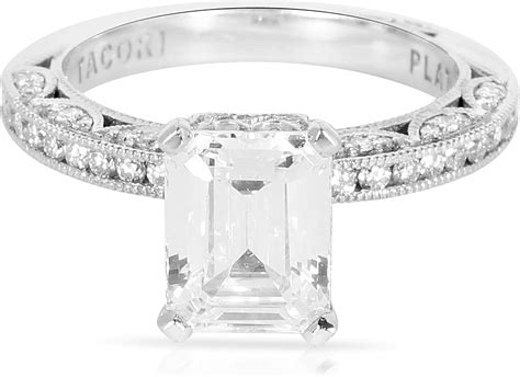 Tacori Diamond Emerald Cut Engagement Ring Setting In Platinum 0 41 Ctw