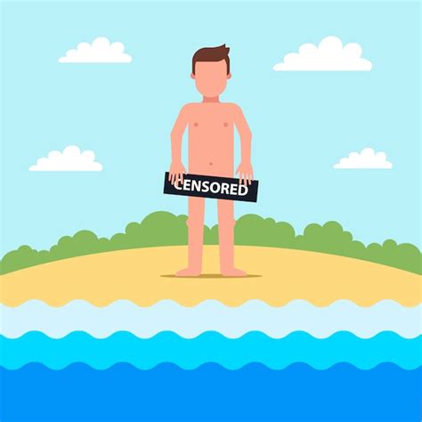 Homem Nu Em Uma Praia De Nudismo Toma Sol Perto Do Mar Ilustra O