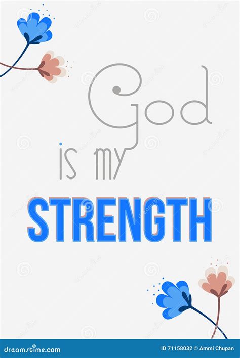 God Is My Strength Word Design With Flora Vector Illustration On Grey
