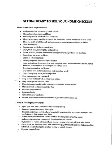 Getting Your Home Ready To Sell Checklist