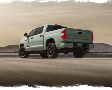Rear Side View Of The 2021 Toyota Tundra Trd Pro In Lunar Rock
