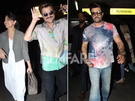 Jugjugg Jeeyo Stars Anil Kapoor Neetu Kapoor And Maniesh Paul Clicked At The Airport